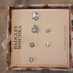 Trio of Badley Miscka earrings platinum plated